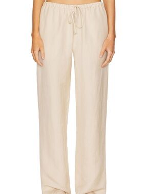 Revolve Lioness Linen Ride With Me Pant in Wheat